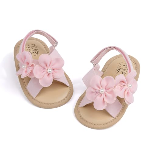 Image of Miamooi Infant Baby Girls Boys Sandals Summer Bowknot Crib Shoes Toddler Pu Leather Flower Soft Rubber Sole Dress Flats First Walker Shoes