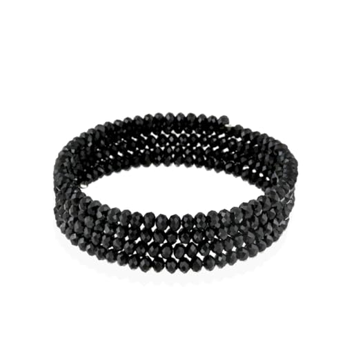 Black Glass Bead Coil Bracelet Trendy Fashion Bracelets for Everyday