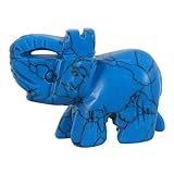 DECORNIJIA Escultura de Elefante de Piedra Preciosa 1,5 Pulgadas Talla Azul Moscovita Adorno Decorativo para Meditación y Decoración del Hogar Colección Artesanal