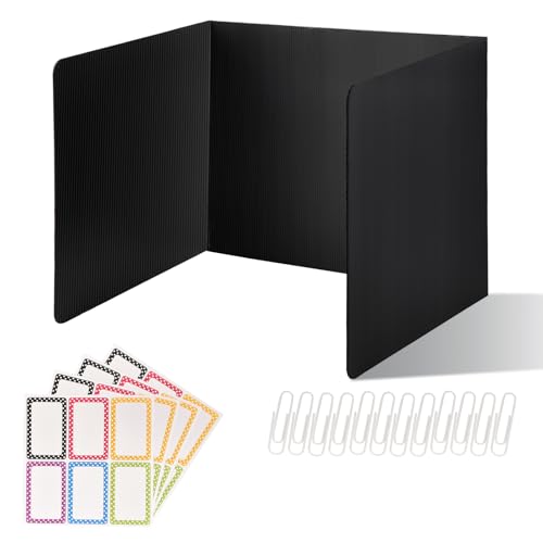 ZYINOZOC 12 Pack Desk Dividers for Students,3-Fold Privacy Screens,Testing Dividers for Classroom Waterproof,Plastic Easy Clean Privacy Shields for Student Includes Extra Labels