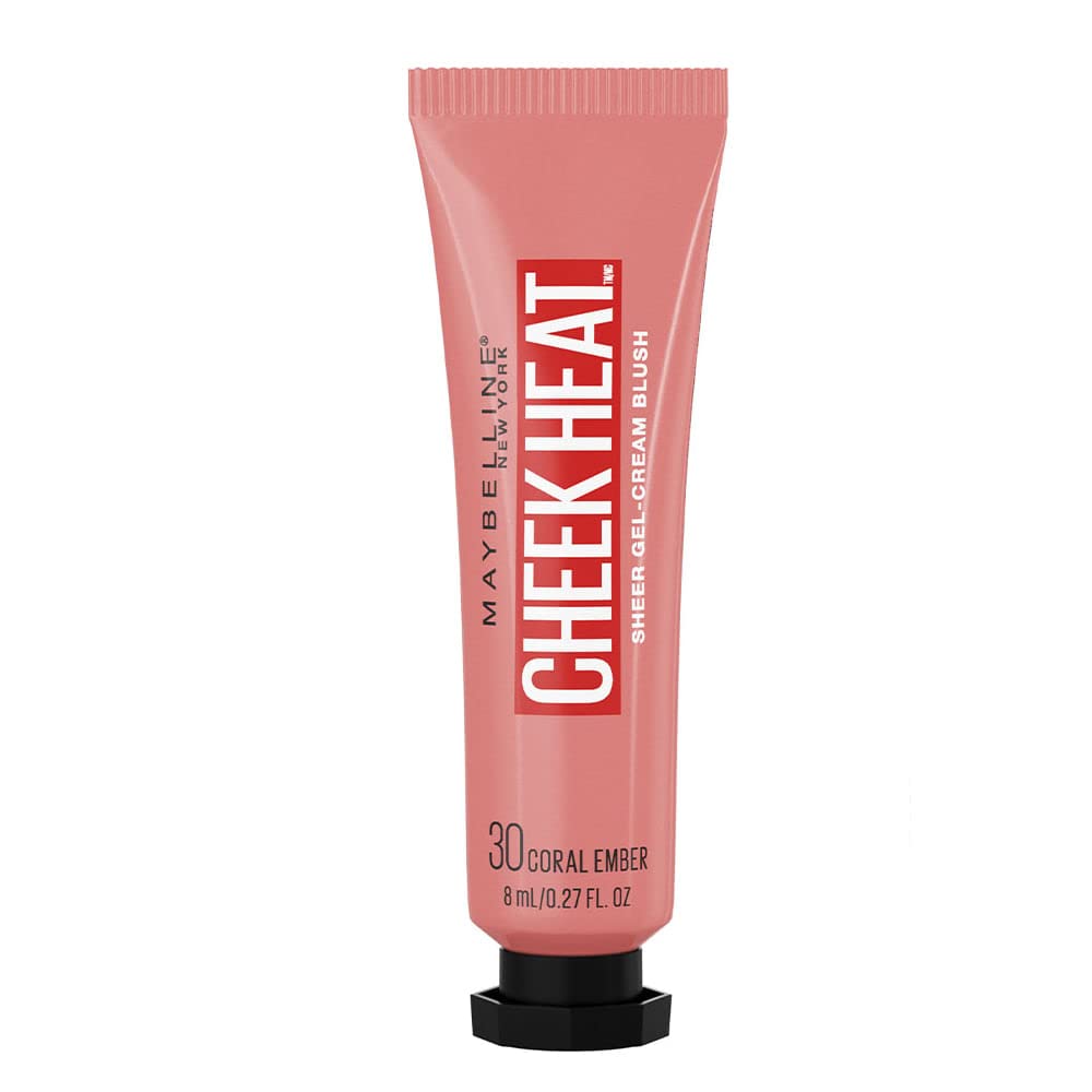 Maybelline New York Cheek Heat Gel-Cream Blush Makeup, Lightweight, Breathable Feel, Sheer Flush Of Color, Natural-Looking, Dewy Finish, Oil-Free, Coral Ember, 1 Count 30 CORAL EMBER 0.27 Fl Oz (Pack of 1)