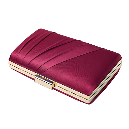 Image of Pleated Satin Clutch Purse For Women Wedding Bridal Clutch Bag Prom Party Clutch