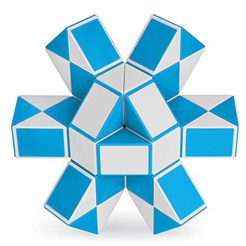 Yordawn Magic Snake avec 48 Blocs Serpent Magique 3D Magic Snake Puzzle Cube Magic Speed Cube Magique éducatifs Jouets pour Enfants Adulte Casse Tête Bleu et Blanc