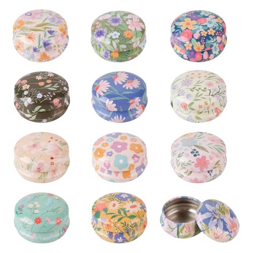 FRUHLING Lot de 12 boîtes à bougie en métal vides - Rondes - Avec couvercle - Petites boîtes de voyage pour baume à lèvres, lotion, masques, cosmétiques...