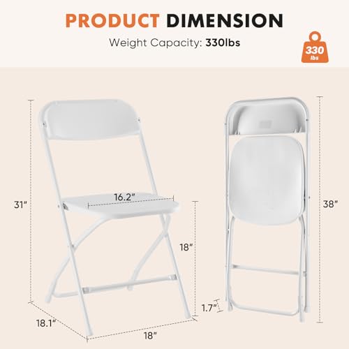 image for Sweetcrispy Folding Chair 10 Pack, Plastic Foldable Chairs with 330-Po
