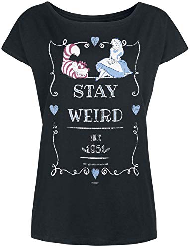 Alice Au Pays des Merveilles Stay Weird Femme T-Shirt Manches Courtes Noir Large - Les Beatles, Paul McCartney, John Lennon, RIngo Starr, George Harrison Alice Au Pays des Merveilles Stay Weird Femme T-Shirt Manches Courtes Noir Large – Image 4