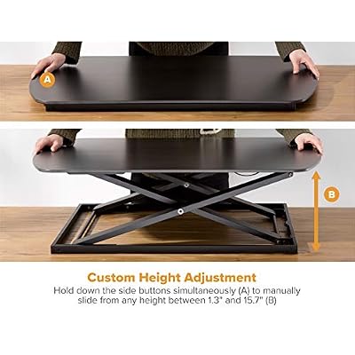 Bostitch Office Sit Stand Desk Converter, Height Adjustable Workstation Riser, Includes Wireless Charging Pad, Black (STND-3122BK)