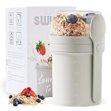 Swkien MüSlibecher to Go, Joghurtbecher to Go 450ml+250ml, Joghurt to Go Becher mit Löffel, Müsli...
