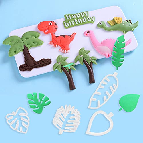 4 Pcs Tropical Leaf Cookie Cutter, Palm Leaves Fondant Cutters Mold Hawaiian Green Fondant Leaf Cookie Cutter For Gum Paste, Sugarcraft Candy, Luau Cake Decorating #TOP6