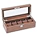 H.yina Caja de Relojes - Almacenamiento Elegante para hasta 5 Relojes de Pulsera Joyas Colecciones Colecciones Organizadores Estuches con Ventana Transparente y Cojines Suaves - Marrón