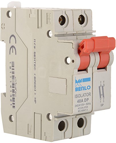 Image of 40 Amp Dual Pole MCB Load Isolator 240 Volts Polycarbonate - White
