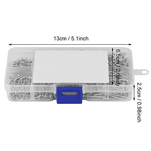 800Pcs M2 Self Drilling Phillips Screw Assortment Kit 8 Sizes Stainless Steel Mini Cross Drive Pan Head Tapping Wood Screws Fasteners Set #TOP6