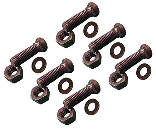 6 -Plow Bolt, Nut, washer Blades/Cutting Edge, 3/4-10X2 1/2 - Grade 8, Dome Head