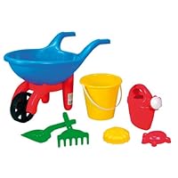 Androni Giocattoli Simba 107135267 Baby Wheelbarrow Filled 7 Pieces Wheelbarrow Bucket 2 x Sand Mould Shovel Rake Watering Can Length 49 cm Sandpit Sand Toy