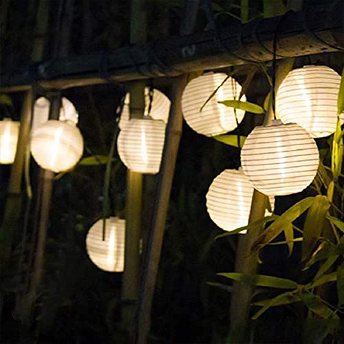 Konictom 8.5Ft Outdoor White Lantern String Lights, Mini Lantern String Lights With 10 Nylon Lantern Lights, Hanging Waterproof String Lights For Patio Bedroom Wedding Party Decoration, White Wire #TOP4