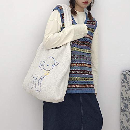 Generic Inverno Peludo Grande Sheep Padrão de Moda Bolsas Senhoras Ombro Mensageiro Sacos de Viagem