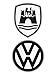 BRISA VW Collection - Volkswagen Rubber Magnet - Front, Fridge Magnet, Magnets for Fridge, Magnetic Board, whiteboard, pin Board (Set of 2, VW Logo & Wolfsburg Coat of arms)