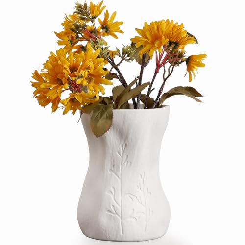 Autumnlife Keramikvase 16 cm – Kleine Weiße Boho-Knospenvase...