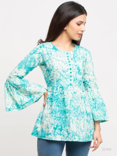 Image of Yash Gallery Women's Cotton Tie and Dye Straight Top