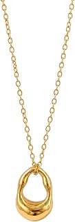 Modern Organic Circle Pendant Necklace, Gold-Plated Stainless Steel