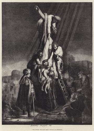 Cuadro El Descendimiento de la Cruz de Rembrandt Van Rijn pintura lienzo 60x90