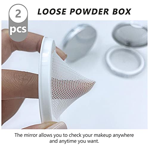 HEALLILY 2Pcs Empty Refillable Loose Powder Container Compact Makeup Powder Box with Powder Puff and Mirror Ultra- thin Loose Powder Sub- packing Case - Image 3