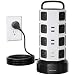 JACKYLED Power Strip - 14 Outlet Plugs with 4 USB Slot 6.5ft Cord Wire Extension 3000W Surge Protector Universal Socket Charging Station for PC Laptops Mobile Devices
