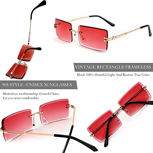 Image of Rectangle Sunglasses for Women Men Fashion Retro Rimless Frameless Tinted Lens Sun Glasses Shades 2026 Stylish
