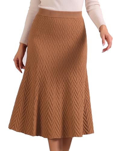 Allegra K Sweater Skirt for Women's High Waist Fall Stretchy Fishtail Cable Knit Midi Skirts