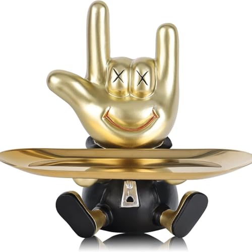 Estatua decorativa abstracta de mano con bandeja miniatura 1