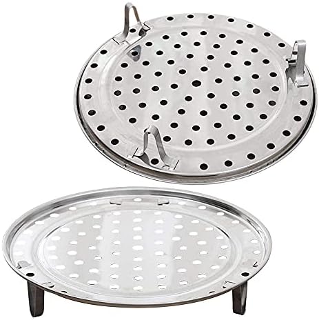 Round Stainless Steel Steam Rack, 3 Pieces Round Steamer Rack, Steaming Steamer Rack, Round Steam Tray, with Removable Legs, for Home Kitchen Cooking, Pressure Cooker (Silver)