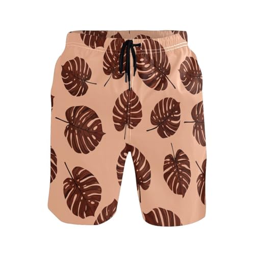 Summer Plant Red Mens Swim Trunks Quick Dry Beach Shorts with Pocket S 23022042