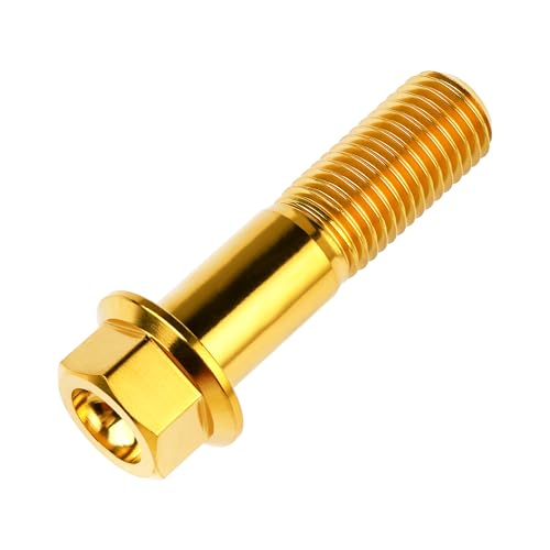 Image of Titanium Bolt M12 30 35 40 45 50 55 60 65 70 75 80 85 90mm Hex Small Flange Head for Motorcycle Car Modification Pack of 4 (M12x45mm Pitch 1.5, Gold)