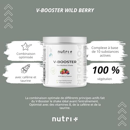 Nutri + Pre-Workout Booster Wild Berry - hautement dosé + vegan - Caféine Citrulline L-Arginine Creapure ß-Alanine Bétaïne HCL 400 g – Image 4