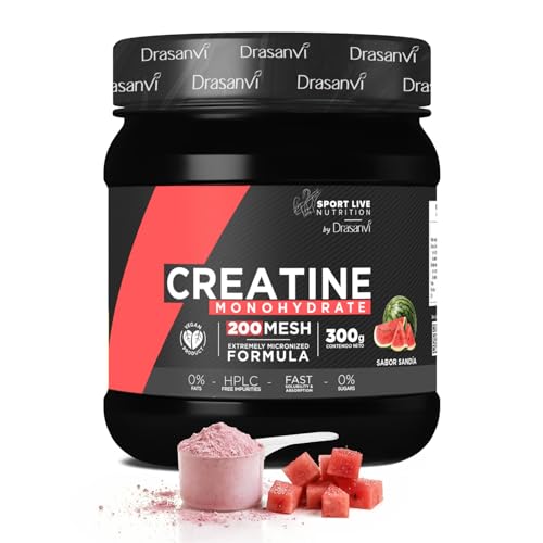 Creatina Monohidrato en Polvo 300g Sabor Sandía | Drasanvi Sport Live | Creatina Monohidrato en Polvo Micronizada 200 Mesh, 3g por Dosis, 88 Servicios, Vegana, Sport Live de Drasanvi