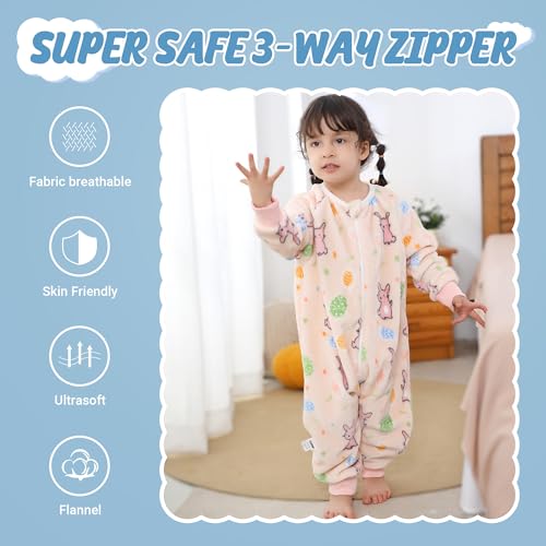 Image of MICHLEY Baby Sleeping Bag Sack with Legs Long Sleeve Wearable Pajamas | wearable blanket toddler baby, 9 Months-6T, Animal Designs, Flannel, Machine Wash