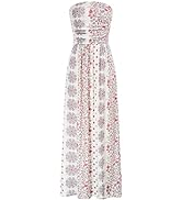 GRACE KARIN Women Strapless Casual Loose Ruched Long Maxi Dress with Pockets