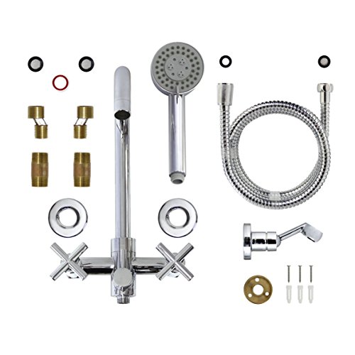 Modona 6" European Style Tub & Shower Mixer With Hand Held Shower Set – Cross Handles - Made Of Brass - 5 Year Warrantee #TOP3