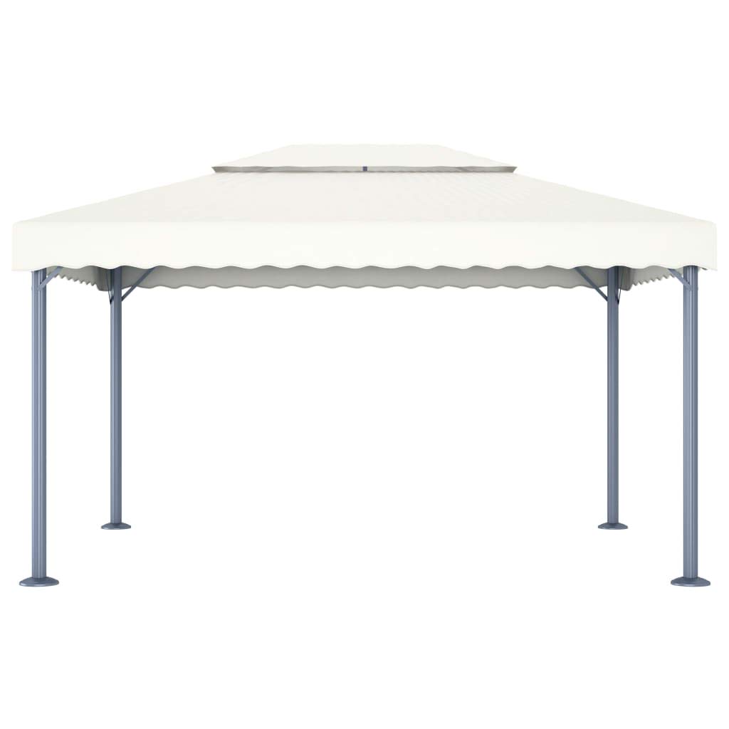 Pawilon ogrodowy, 400 x 300 cm, kremowo-biały, z aluminiową ramą i łańcuchem świetlnym LED, składany, na taras, balkon, imprezę w ogrodzie, wesele, grillowanie, festiwal, wydarzenie, kemping