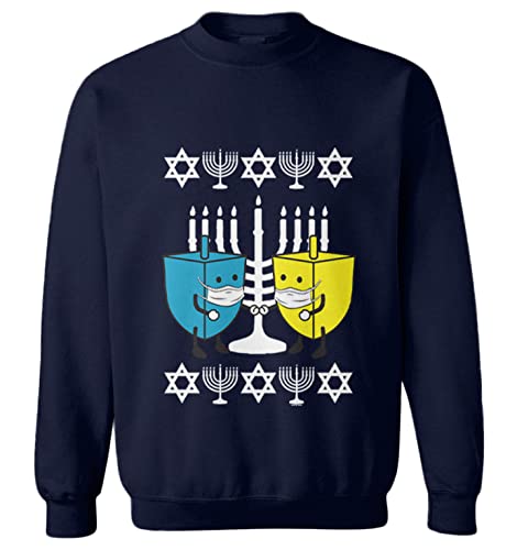 Happy Dreidels with Mask - Ugly Hanukkah Toddler Fleece Crewneck Sweater