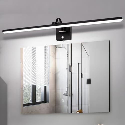 Image of Plug in Bathroom Vanity Light Picture Light Vanity Lights for Bathroom LED Bar 35 inch 6000K 16W Touch Dimming Matte Black Wall Sconce for Living Room, Bedroom, Hallway, Cabinet & Porch