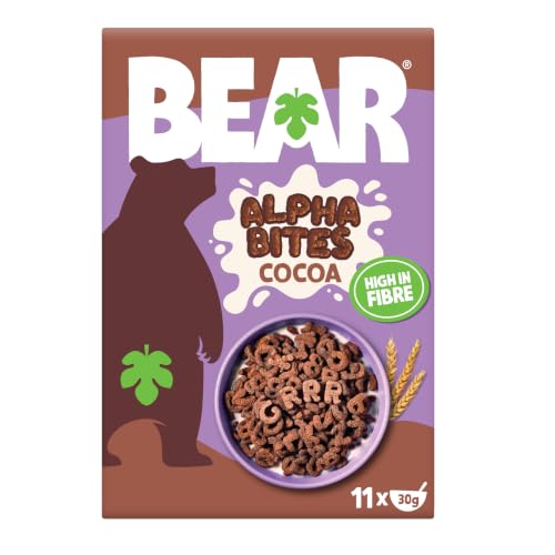 Image of BEAR Alphabites Cocoa Cereal for Kids - High Fibre - Healthy - 350 g (Pack of 4)