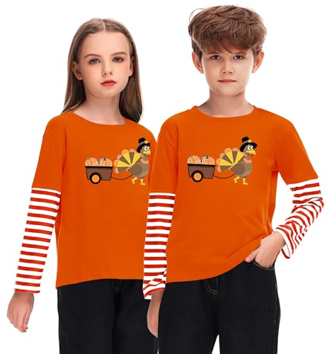 Image of Remimi Unisex Kids Christmas Long Sleeve Shirt Xmas Print Stripe Shirts 2-12 Years