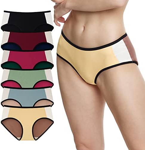 INNERSY Girls’s Hipster Underwear Classic Sporty Cotton Panties Multicolored 6-Pack
