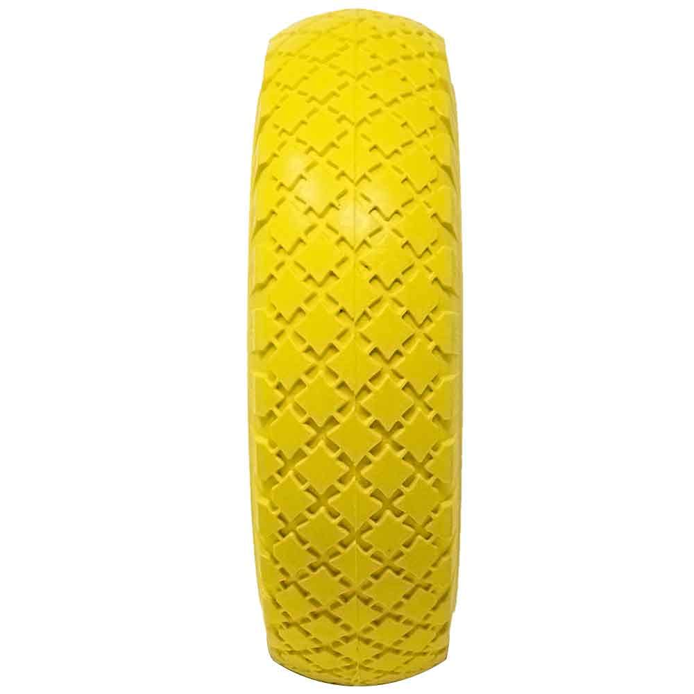 Bakaji Ruota Piena in Poliretano Giallo Antiforatura per Carrello Portapacchi Battistrada Scolpito Diametro 25cm Larghezza 7,6cm 3.00-4 Cerchio in Acciaio Diametro Assale 20 mm Ricambio Carriole