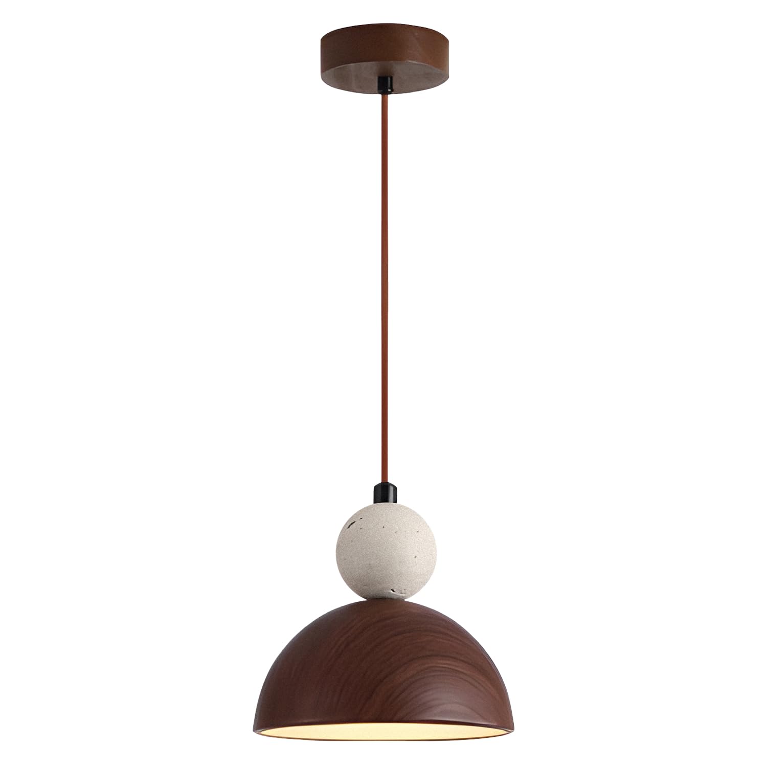 BOKT Wabi Sabi Pendant Light Nordic LED Ceiling Hanging Light Modern Natural Stone Pendant Light Adjustable Dimmable Walnut Mini Chandelier for Dining