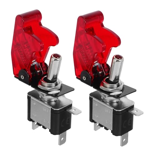 Veemoon 2Pcs Rocker Toggle Switch Heavy Duty Pin Off for Car Boat Alloy Plastic Easy Operation Stable Performance Swift Activation
