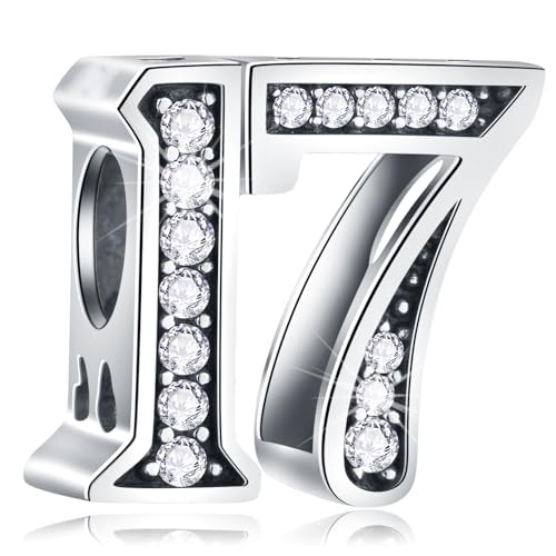 Number 17 Years Old of Birthday Charms - fit Pandora Moment Bracelet