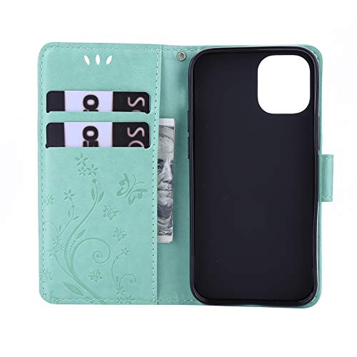 C-Super Mall-UK capa para iPhone 12 Mini, capa carteira em relevo borboleta com suporte e capa flip
