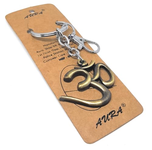 Image of Aura Spiritual Aum Om Metal Keyring Keychain For Gifting Men Women Girls Boys Husband Friend Bike Car House Office Home Keys